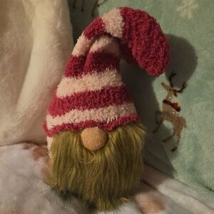Striped Pink and Cream Gnome Plush